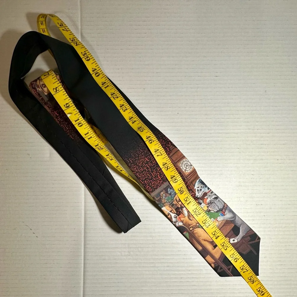 Ralph Marlin‎ Neck Tie Mens 58” Dogs Playing Poker 1994 Art Gambling Animals